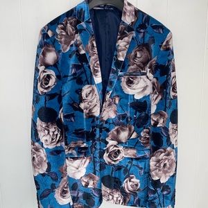 Velvet Flower Print Blazer